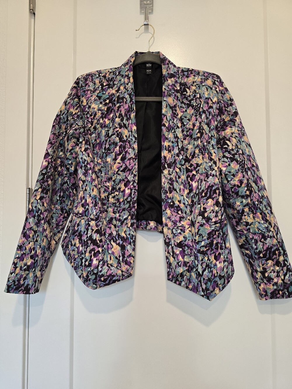 Mossimo Old Stock Open-Front Abstract Floral Watercolor Blazer Jacket Purple